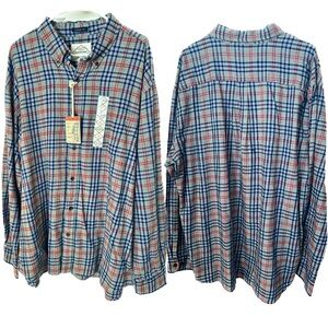 NWT St. John’s Bay - Button down Flannel shirt - Gray, Blue, and Red plaid. XXL